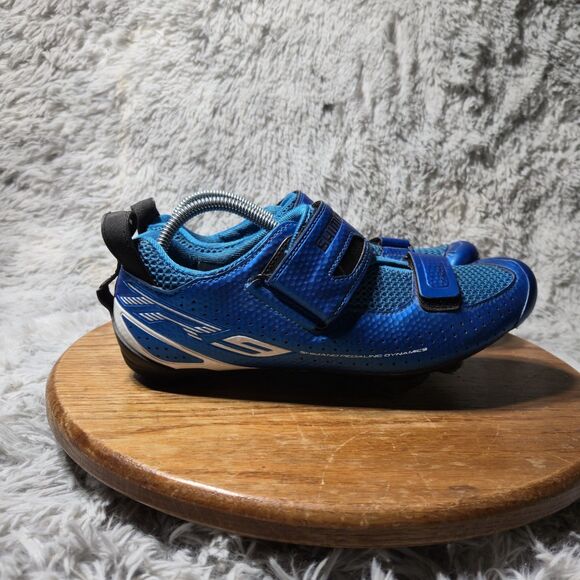 Shimano SH-TR9 Men Size 8 EU Blue 41.5 Triathlon Carbon Cycling 3 Bolt Road Shoe - Picture 1 of 10